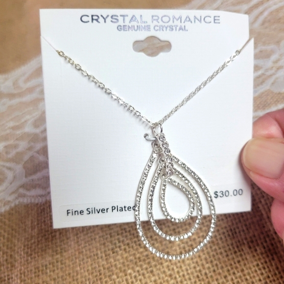 🛒🛍️💥NWT crystal romance genuine crystal fine silver plated 2 in rhines - Picture 1 of 6